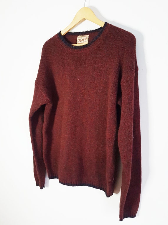 Vintage Woolrich Dark Red Wool Sweater Size L, Bu… - image 4