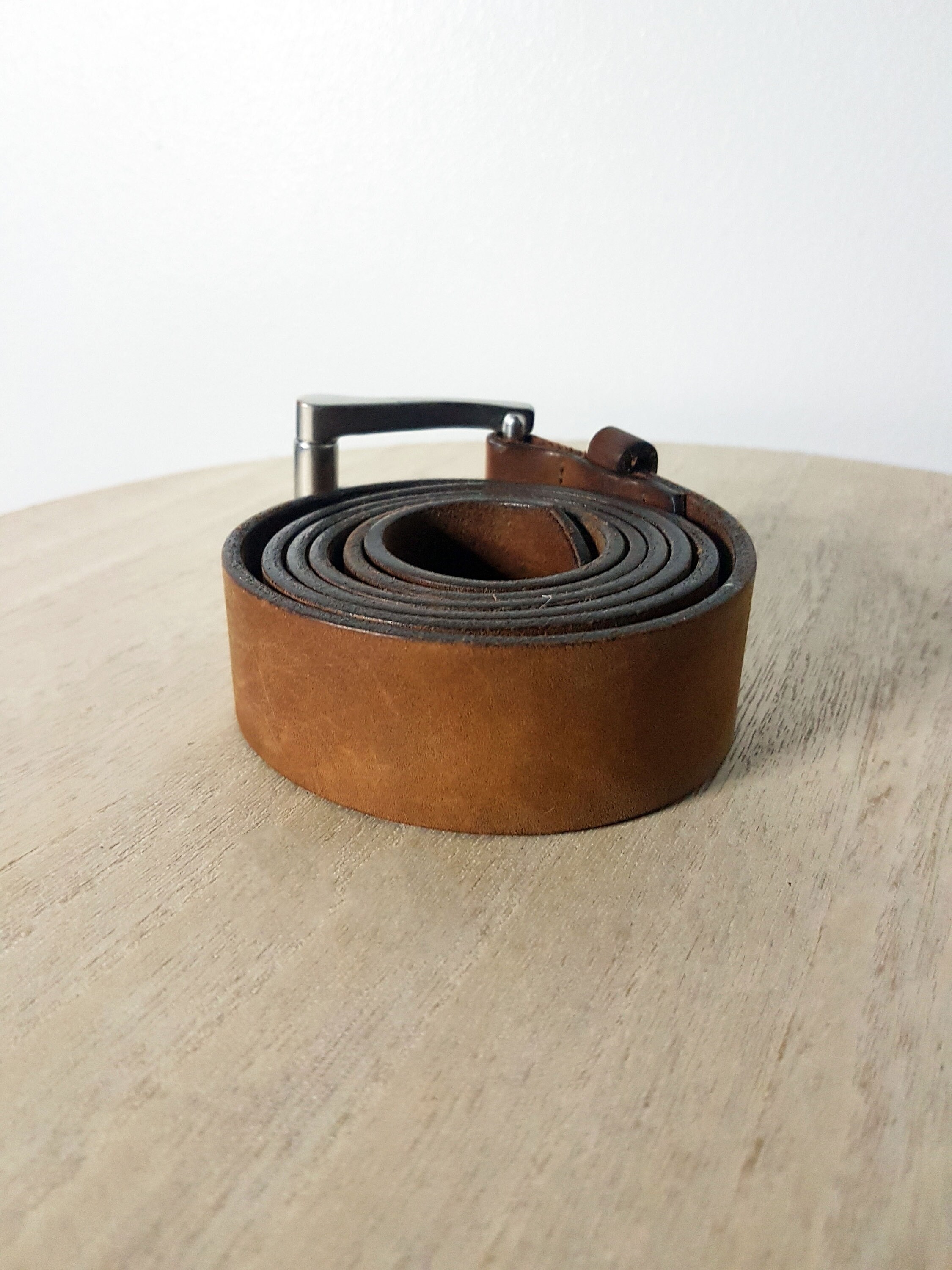 Vintage 1990s LL Bean Classic Brown Leather Belt, Made in