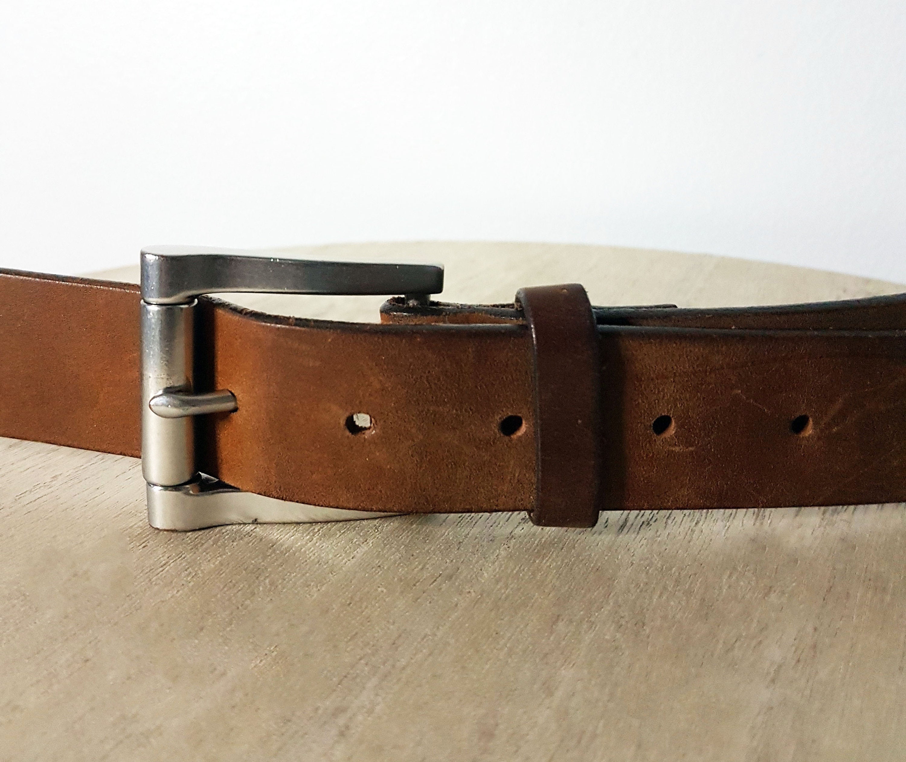 Vintage 1990s LL Bean Classic Brown Leather Belt, Made in