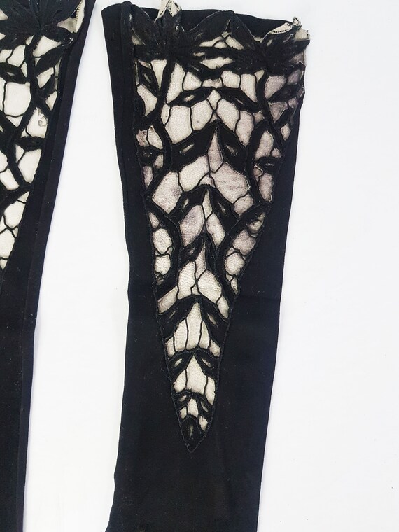 1950s Vintage French Suede Leather Lace Opera Gloves … Gem