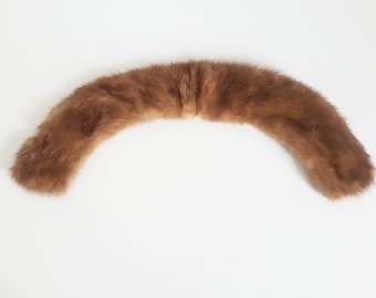 1960s Vintage Honey Brown Mink Fur Collar, Wedding Scarf