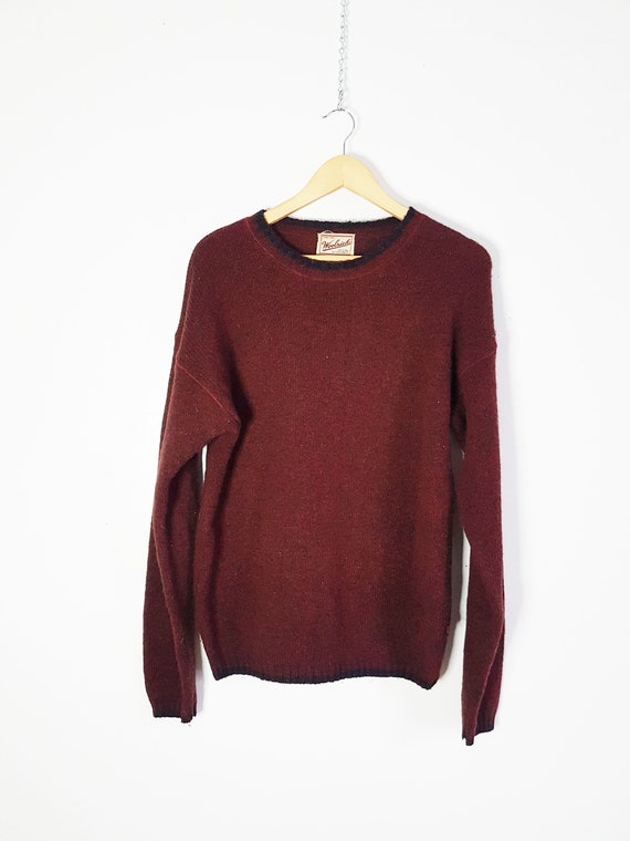 Vintage Woolrich Dark Red Wool Sweater Size L, Bu… - image 3