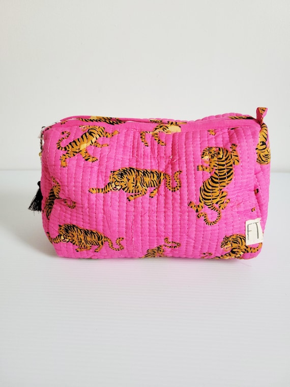The Makeup Bag Dark Pink Leopard