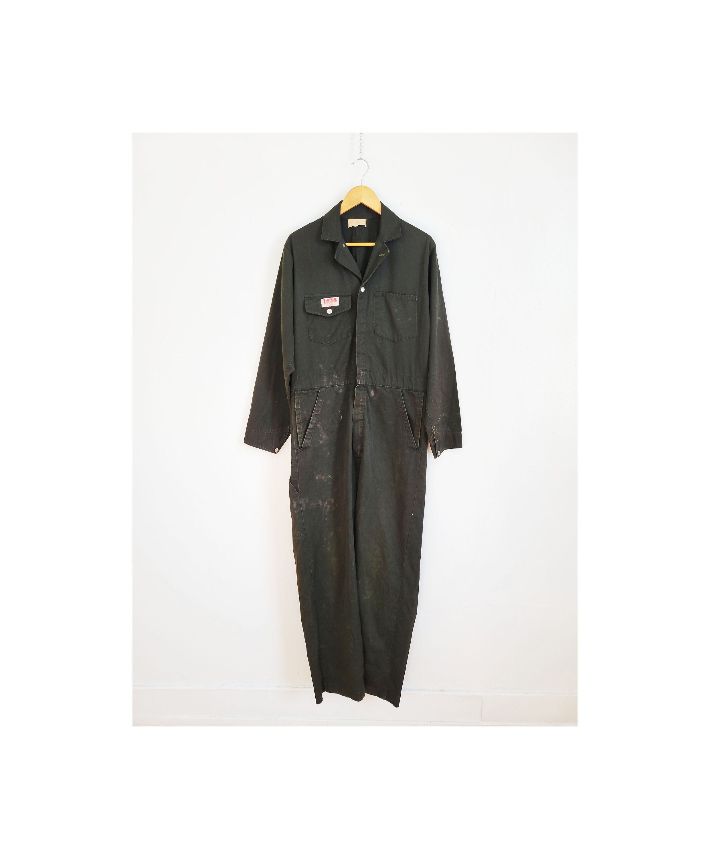 1970s Vintage Workwear Jumpsuit With Faded Paint Marks, Big 1970s Vintage Workwear Jumpsuit With Faded Paint Marks, Big