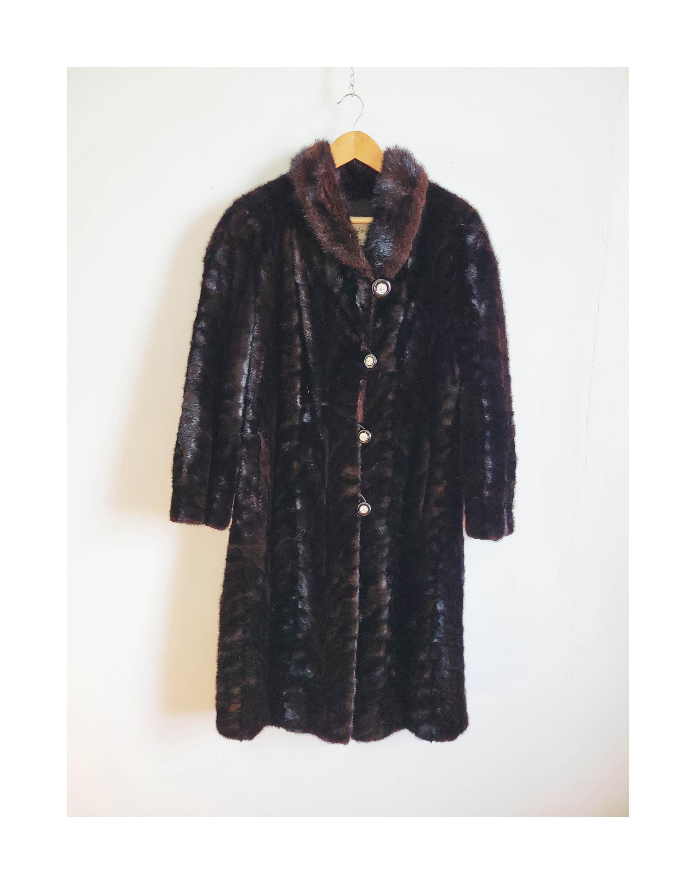 希少なブラック モブ ワイフ ミンク ファー コート サイズ L