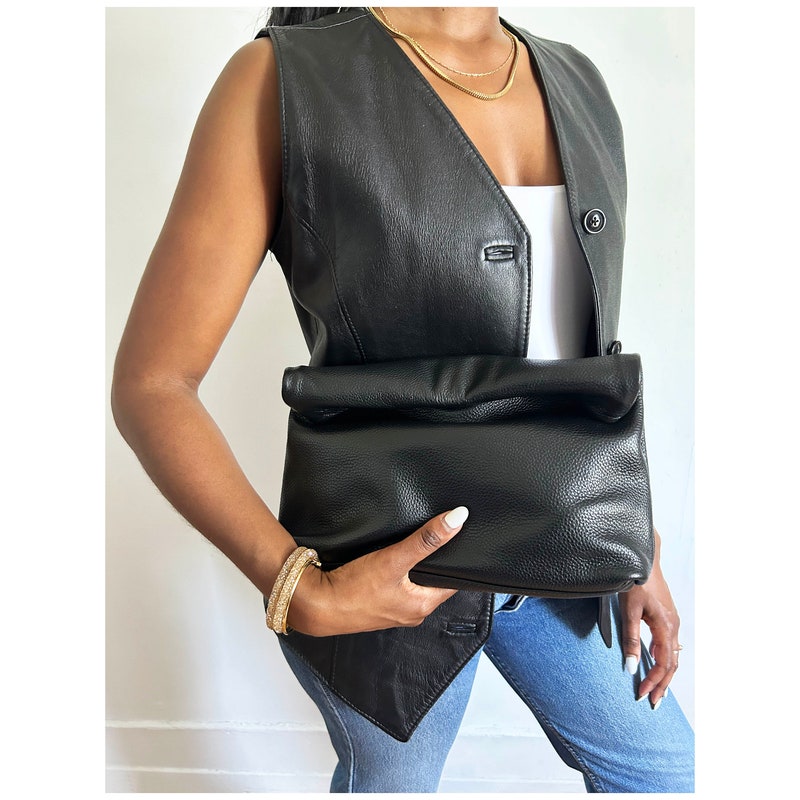 Black Leather Clutch main image 1