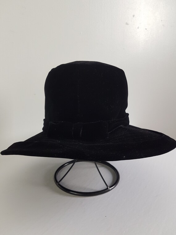 1950s Vintage Elizabeth Ford Hat Black Wide Brim … - image 5