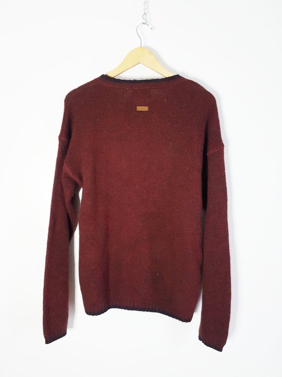Vintage Woolrich Dark Red Wool Sweater Size L, Bu… - image 5