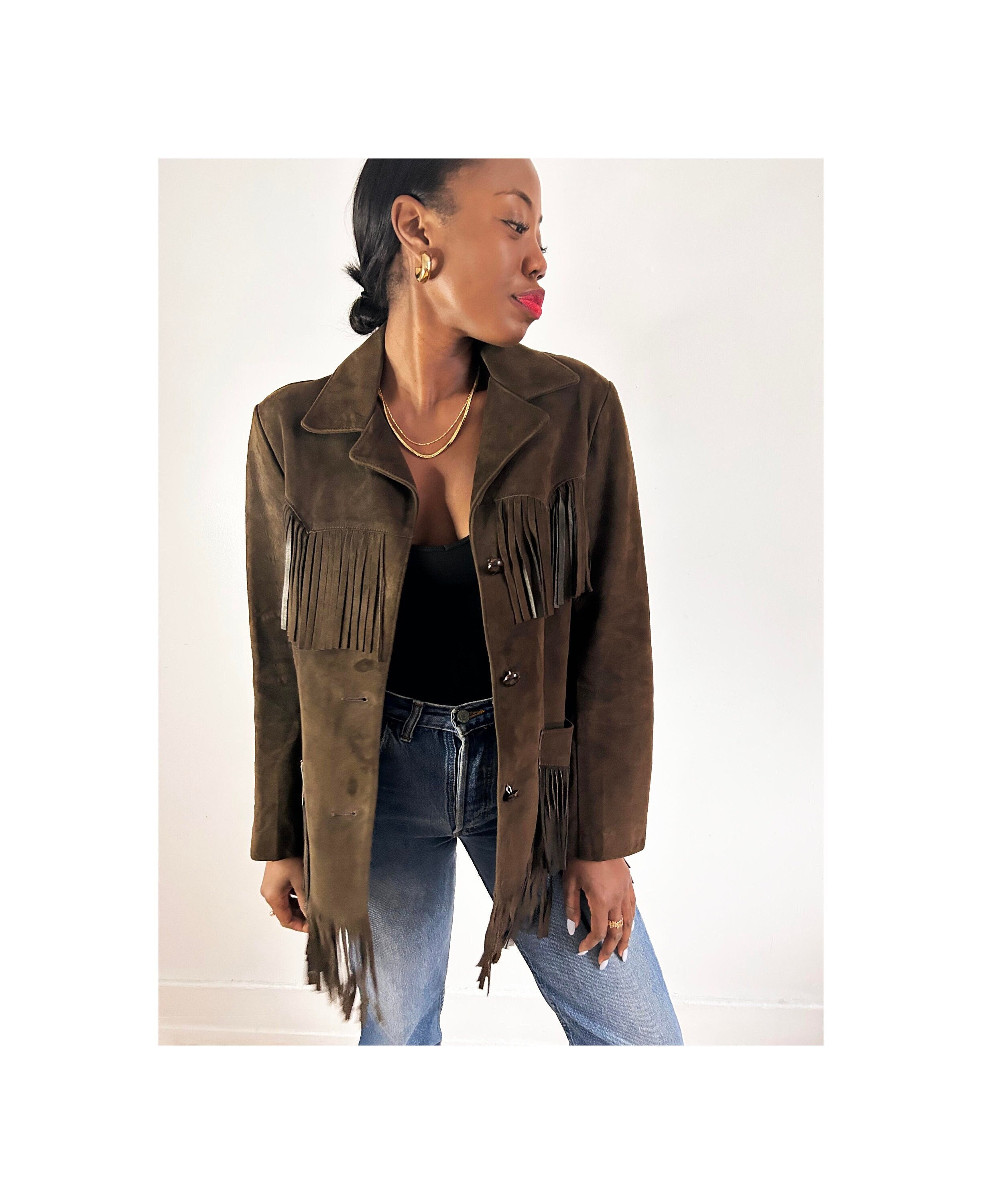 70’s Brown Fringe Suede Jacket main image 1