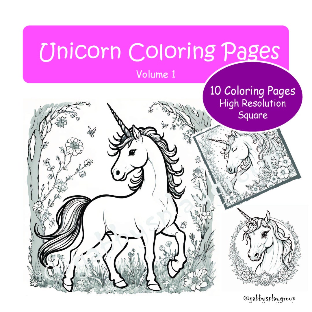 Unicorn Coloring Page / Digital PDF File / 10 Pages /printable / High ...