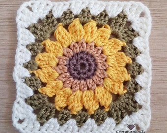 Sunflower Granny Square Digital Crochet Pattern