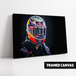 DANIEL RICCIARDO Red Bull Helmet | Formula F1 Grand Prix Box Framed Stretched Canvas Print or Fine Wall Art Poster Print Picture Photo