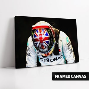 Lewis Hamilton 44 Union Jack Helmet Canvas Print | F1 Formula One Fine Wall Art Poster Picture Photo | Choice of Sizes | Fast Shipping