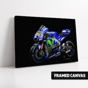 Valentino Rossi MotoGP Movistar Yamaha YZR-M1 2017 Canvas Print | VR46 Moto GP Fine Wall Art Photo Poster Print