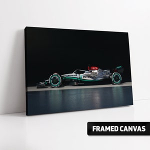 Mercedes-AMG W13 Formula 1 E Performance Canvas Print Lewis Hamilton Silver Arrows 2022 | Box Framed Canvas Wall Art Poster Picture Photo