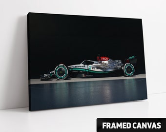 Mercedes-AMG W13 Formula 1 E Performance Canvas Print Lewis Hamilton Silver Arrows 2022 | Box Framed Canvas Wall Art Poster Picture Photo