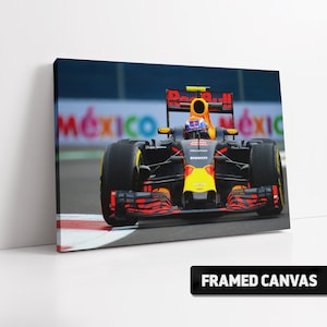Max Verstappen Red Bull Racing RB12 Mexico 2016 Box Framed Stretched Canvas Print or Fine Wall Art Poster Print | Choice of Sizes Available