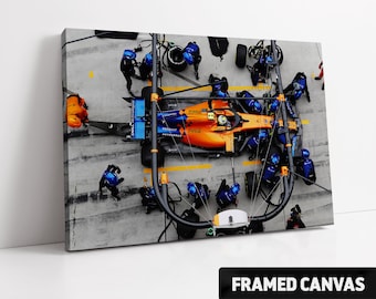 Lando Norris McLaren MCL34 Pitstop Canvas Print or Fine Wall Art Poster Print | F1 Fan Gift | Formula 1 One Photo Picture | Choice of Sizes