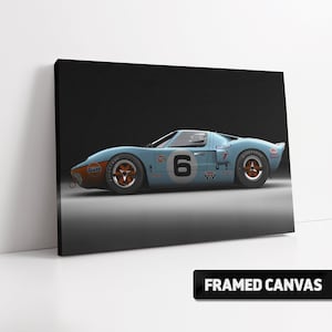 FORD GT40 Mk1 #6 Winner 1969 24hr Gulf Le Mans Jacky Ickx | Box Framed Stretched Canvas Print or Fine Wall Art Poster Print Choice of Sizes