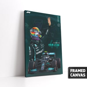 LEWIS HAMILTON 44 Mercedes AMG Petronis F1 Formula One Canvas Print | Box Framed Stretched Canvas Prints Wall Art Poster Picture Photo