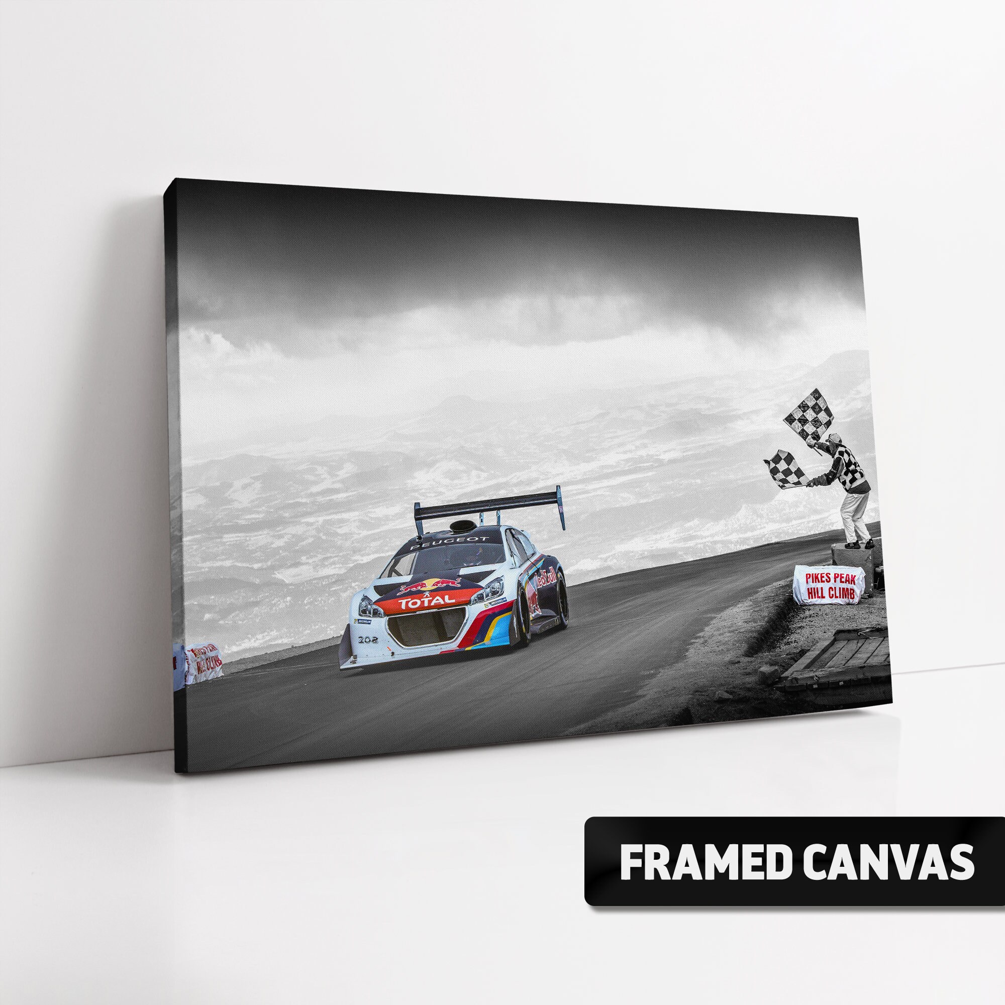 Sebastien Loeb Peugeot 208 T16 Pikes Peak Hill Climb Canvas Print | Red Bull Motorsport WRC Fine Wall Art Poster Picture Photo 