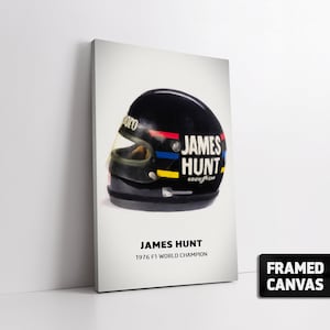James Hunt Canvas Print or Poster | 1976 F1 World Champion Bell Racing Helmet | Formula 1 Box Framed Canvas Wall Art Poster Picture Photo