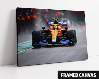 LANDO NORRIS McLaren F1 Belgian Grand Prix 2021 Canvas Print or Fine Wall Art Poster Print | Formula 1 One Photo Picture F1 Fan Gift