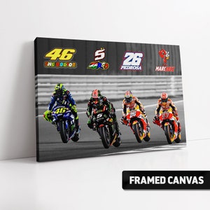 MotoGP Canvas Print Qatar 2018 ROSSI, MARQUEZ, PEDROSA and Zarco | Box Framed Canvas Wall Art or Poster Picture Photo