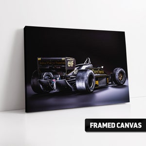 Ayrton Senna 1985 F1 John Player Team Lotus JPS Box Framed Stretched Canvas Print Fine Wall Art Poster Photo Picture