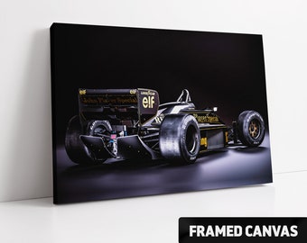 Ayrton Senna 1985 F1 John Player Team Lotus JPS Box Framed Stretched Canvas Print Fine Wall Art Poster Photo Picture