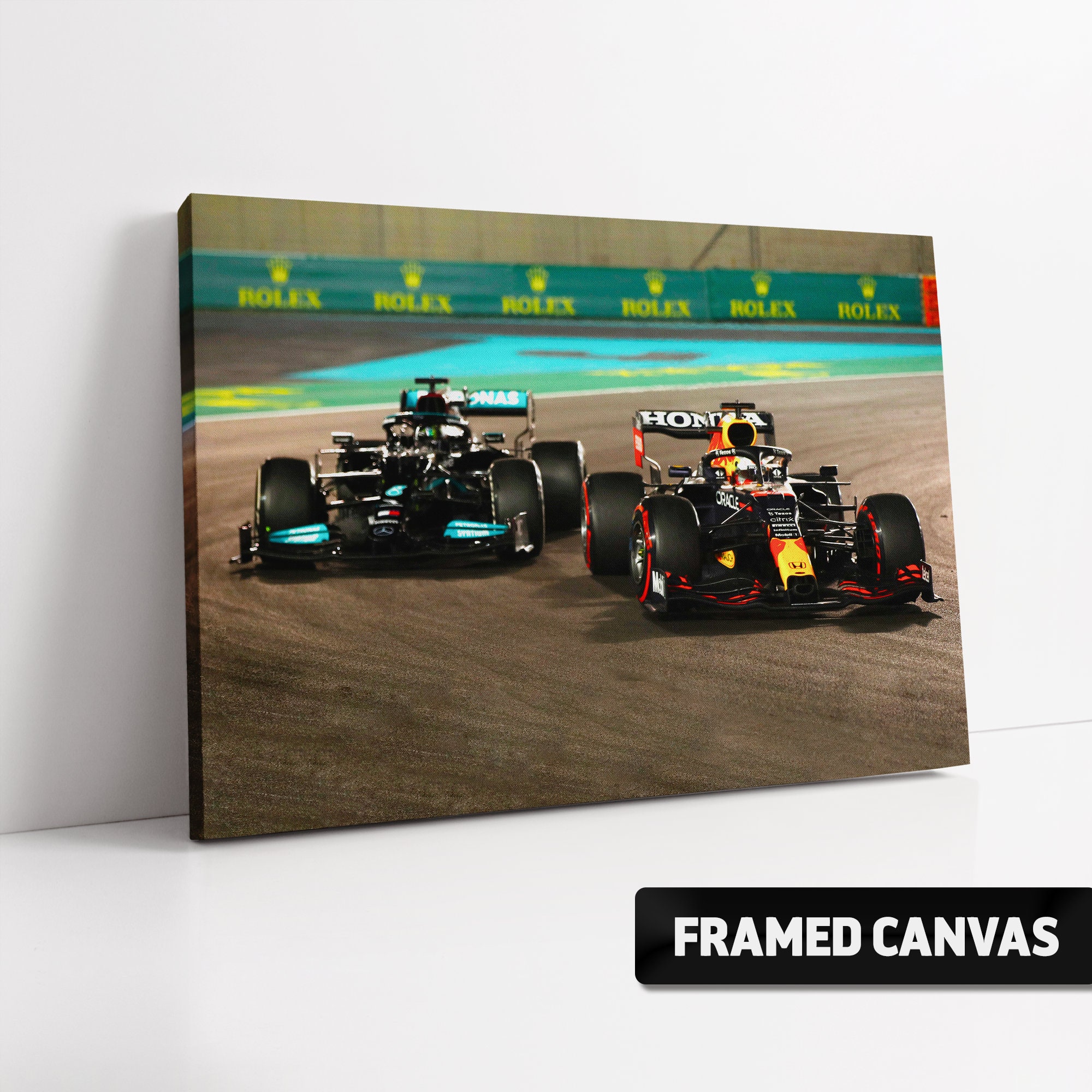 Lewis Hamilton Max Verstappen CANVAS PRINT Dubai Abu Dhabi Grand Prix GP | Stretched Canvas Prints Wall Art Poster Picture Photo