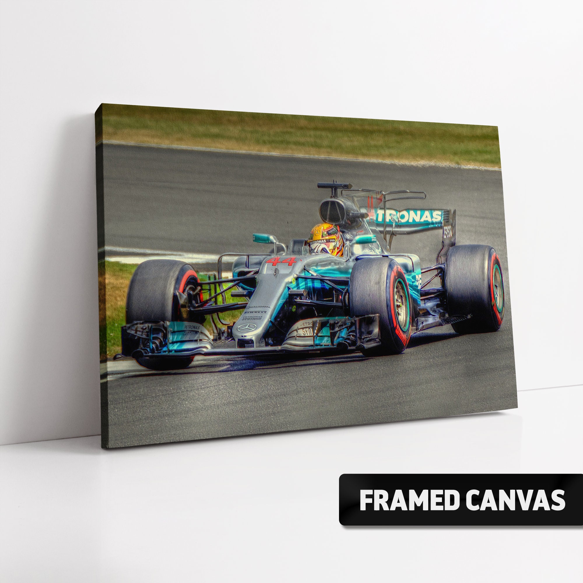 Lewis Hamilton 2017 Silverstone F1 Winner Mercedes Framed Canvas Print Signed 