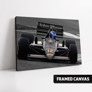 AYRTON SENNA 1985 F1 John Player Team Lotus JPS   | Canvas Print Picture or Fine Wall Art Poster Print | Choice of Five Sizes