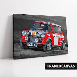 Classic MINI COOPER S Rally Car Canvas Print or Poster | Box Framed Stretched Canvas Wall Art or Fine Art Poster | Picture Photo