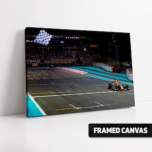 MAX VERSTAPPEN Abu Dhabi 2021 Canvas Print | Chequered Flag Formula 1 World Champion Red Bull Framed | Wall Art - Fine Art Poster