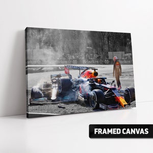 Max Verstappen Lewis Hamilton Canvas Print | Monza GP Crash McLaren Red Bull Racing | F1 Formula One Fine Wall Art Poster Print Photo