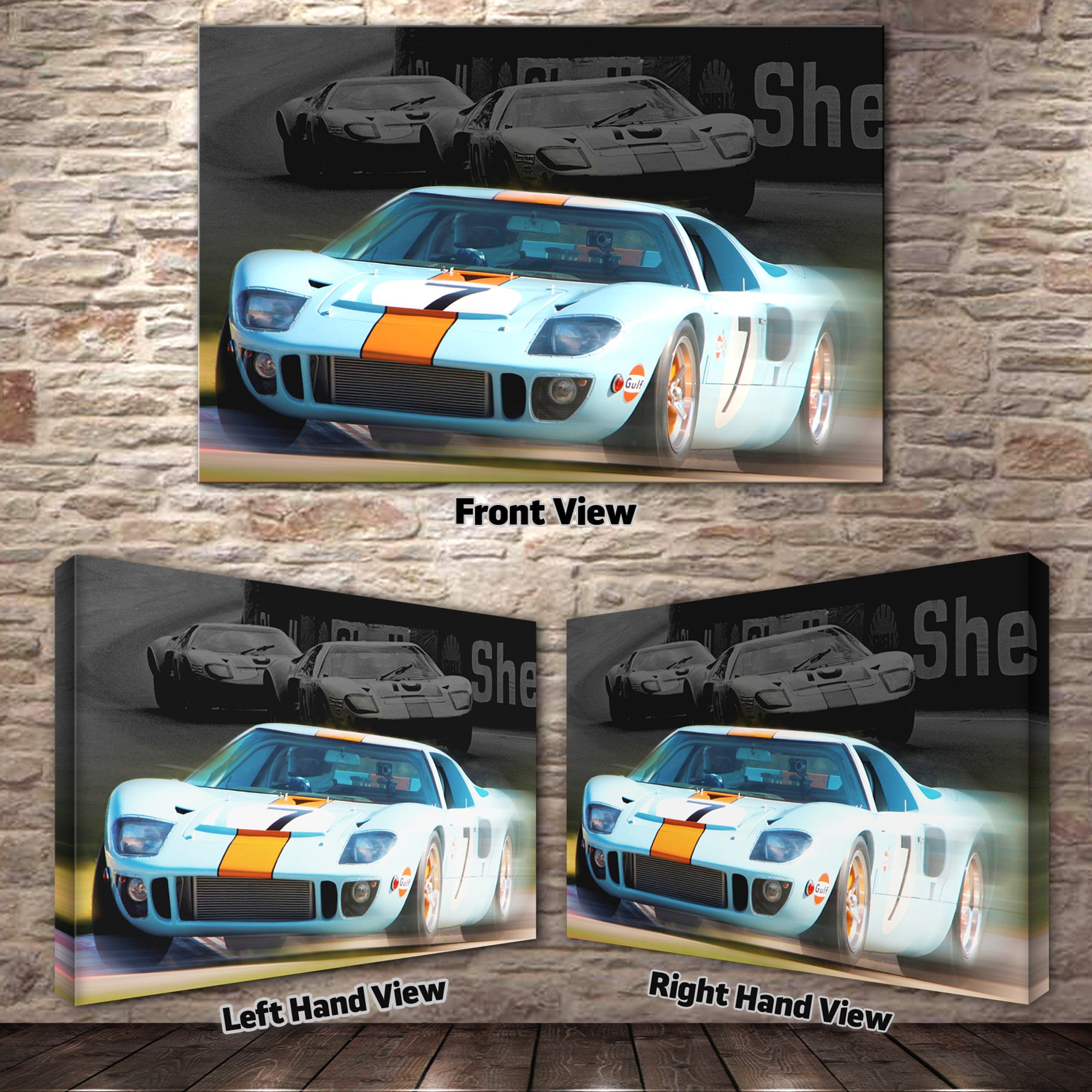 FORD GT40 #7 1969 Gulf Le Mans canvas Print | box Framed Stretched ...