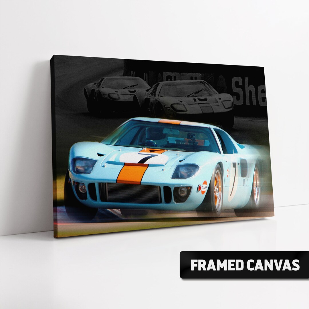 FORD GT40 #7 1969 Gulf Le Mans canvas Print | box Framed Stretched ...