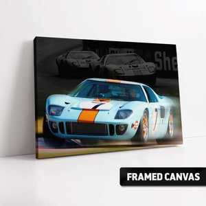 FORD GT40 #7 1969 Gulf Le Mans Canvas Print | Box Framed Stretched Canvas Print or Fine Wall Art Poster Print | Choice of Sizes