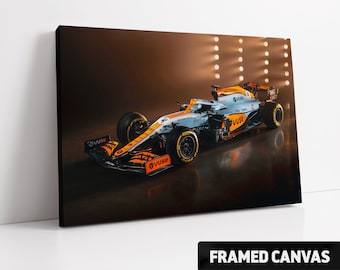 Lando Norris McLAREN MCL35M Monaco GP 2021 Classic Gulf Livery Canvas Print | F1 Formula One Fine Wall Art Poster Print Picture Photo