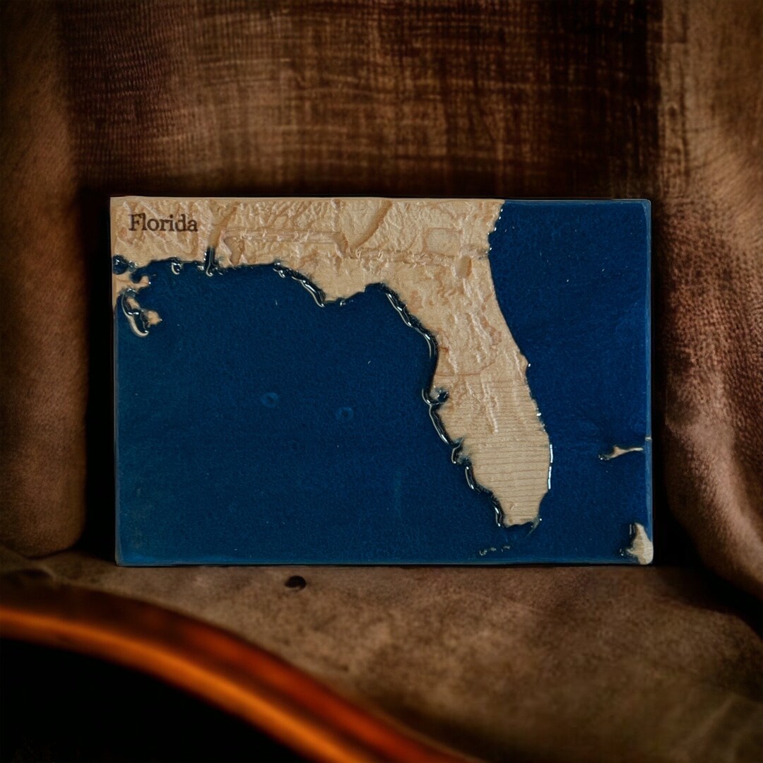 Florida Wall Decor 3D Relief Map Unique Wedding Birthday Housewarming