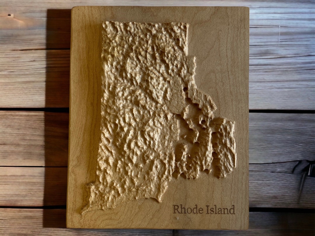 Custom 3d wooden map of Newport County,Rhode Island,United States main image 1