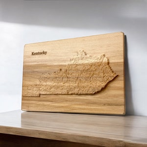 Mapa topográfico de Kentucky / Terrenos con arbolado / Mapa estatal en relieve 3D / Mapa estatal de Kentucky / Mapa de Kentucky de regalo / Mapa 3D de Kentucky / Mapa de KY de regalo
