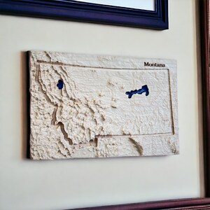 Carte en bois du Montana | Carte décorative en relief 3D | Anniversaire de mariage unique Anniversaire de pendaison de crémaillère | Cadeau pour lui | cadeau pour elle | Cadeau Montana