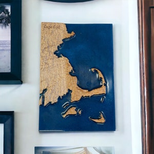 Cape Cod Map | New England Art Decor | 3D Topographic Wood Map | Unique Gift for Him and for Her | Relief Map | Massachusetts Gift