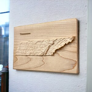 Tennessee Karte | Holz geschnitzte Reliefkarte | 3D Topographische Holzkarte | Einzigartiges Hochzeit Geburtstag Jahrestag Housewarming Geschenk | Tennessee Geschenk