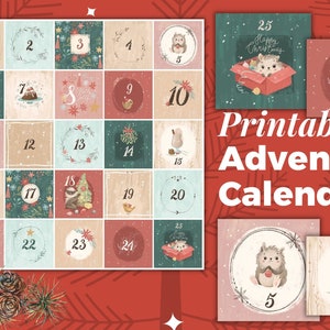 Advent Calendar Printable 2022 with beautiful high quality Christmas Illustrations