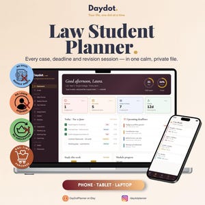 Law Student Planner – IRAC Case Briefs, Statute Library, Mooting Prep (Digital Download)