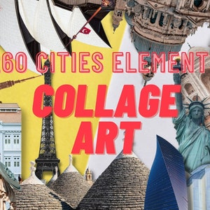 Vintage Collage Städte Set, Collage Cut-Outs, Collage Creator, Zeitschriftenausschnitte, Gebäude und Stadt