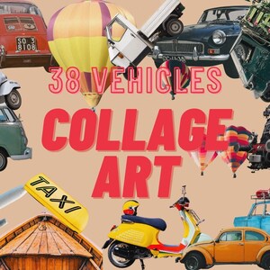 Vintage Collage Fahrzeuge, Collage Cut-Outs, ZeitschriftenAusschnitte, Collage Creator, Fahrzeuge
